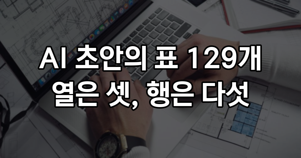 AI 초안이 만든 표 129개, 머리글은 128종으로 다 달랐지만 열은 셋 행은 다섯에 몰려 있었다