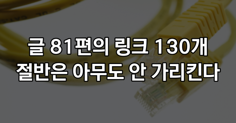 AI 초안 81편이 서로를 가리킨 링크 130개, 절반은 아무 데서도 링크를 못 받고 있었다